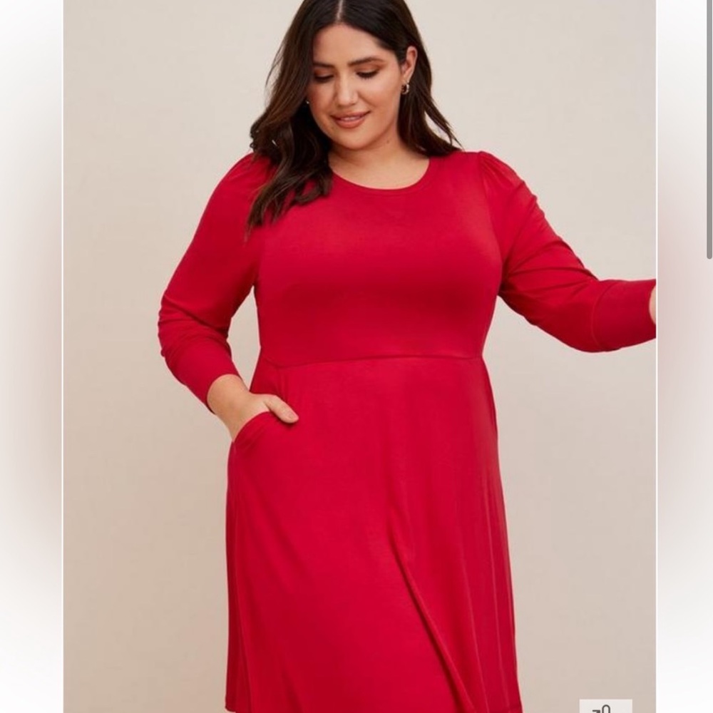 Torrid Super Soft Mini Jersey Puff Sleeve Skater Dress 1X